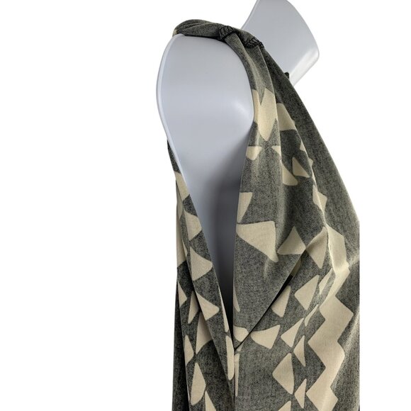 S.Line Geometric Black & Cream Asymmetrical Poncho Top / Wrap With Kaleidoscope - Picture 3 of 8